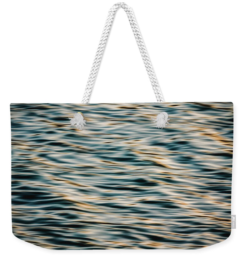 California Weekender Tote Bag featuring the photograph Beautiful sea waves at sunset, play of ripples by Hanna Tor