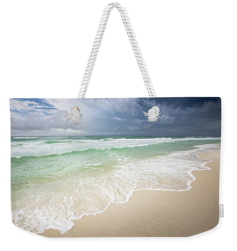 Beach Weekender Tote Bag featuring the photograph Beautiful Waves as the storm approaches In Gulf Islands National Seashore by Jordan Hill