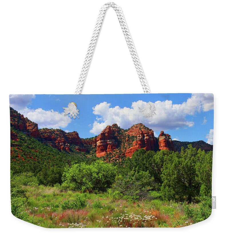 Red Rock Weekender Tote Bag featuring the photograph Beauty of Red Rock State Park by Ola Allen