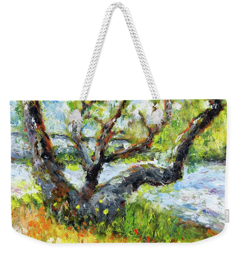 Ona Beach Weekender Tote Bag featuring the painting Beaver Creek at Ona Beach by Mike Bergen