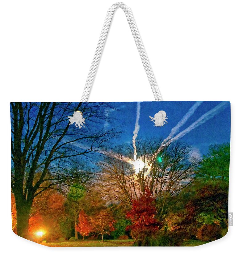 Light Weekender Tote Bag featuring the mixed media Beckies Sky by Anthony M Davis