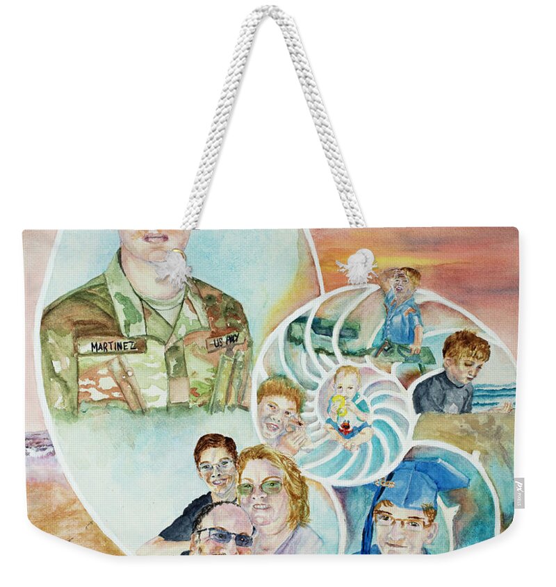 Nautilus Weekender Tote Bag featuring the painting Becoming Dylan by Barbara F Johnson