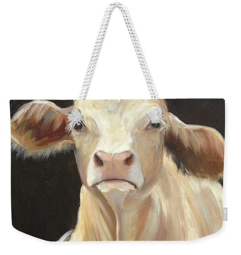 Cow Weekender Tote Bag featuring the painting Beethoven by Cheri Wollenberg