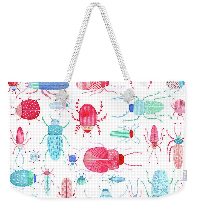  Beetle Weekender Tote Bag featuring the painting Beetles by Nic Squirrell