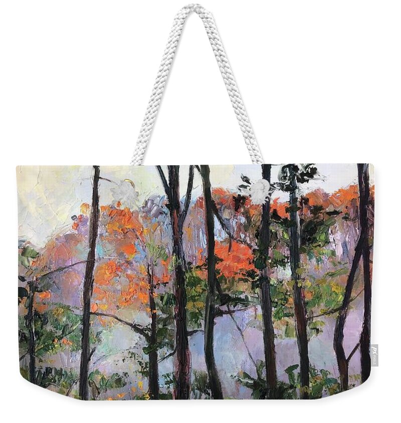 Mountain Weekender Tote Bag featuring the painting Before The Rain by Jieming Wang
