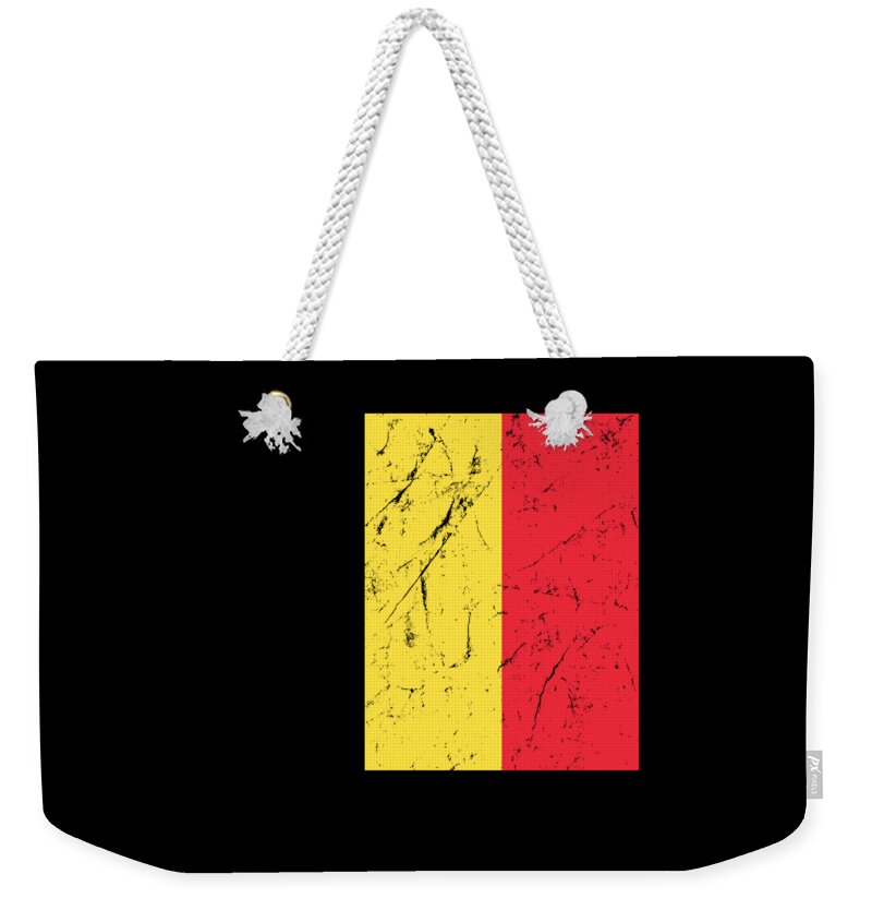 Funny Weekender Tote Bag featuring the digital art Belgium Flag by Flippin Sweet Gear