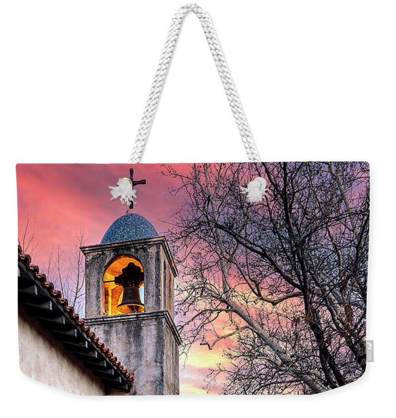 Tlaquepaque Weekender Tote Bag featuring the photograph Bell Tower at Tlaquepaque by Al Judge