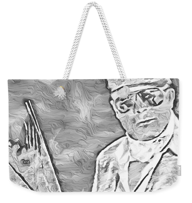 Bencasso And His Shades Weekender Tote Bag featuring the mixed media Bencasso and his Shades by Bencasso Barnesquiat