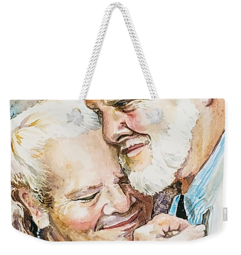 Couple Weekender Tote Bag featuring the painting Best Friends by Merana Cadorette