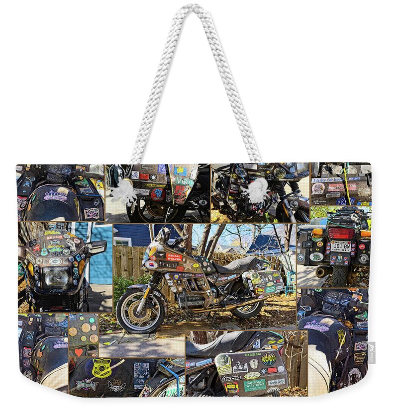 Motorbike Weekender Tote Bag featuring the photograph Motorbike collage by Steven Ralser