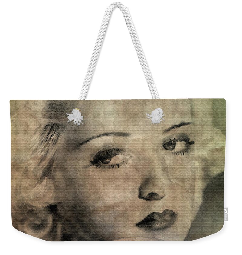 Bette Davis Weekender Tote Bag featuring the digital art Bette Davis Eyes by Pheasant Run Gallery