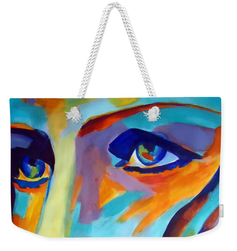 Contemporary Art Weekender Tote Bag featuring the painting Between herself and the world by Helena Wierzbicki