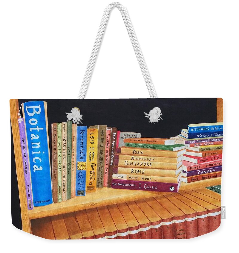 Books Weekender Tote Bag featuring the painting Between the pages by Milly Tseng
