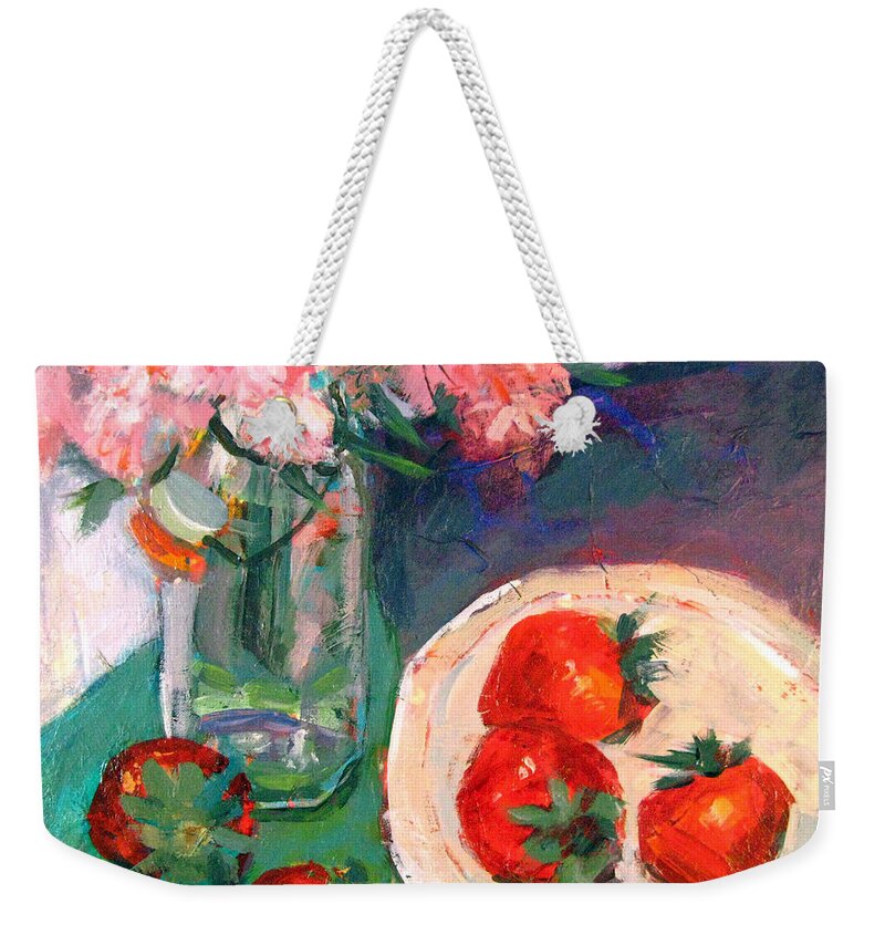 Still Life Weekender Tote Bag featuring the painting Big and Juicy by Robie Benve