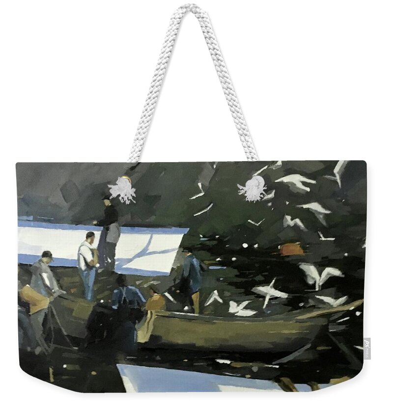 Big Catch Weekender Tote Bag featuring the painting Big Catch by Chris Gholson