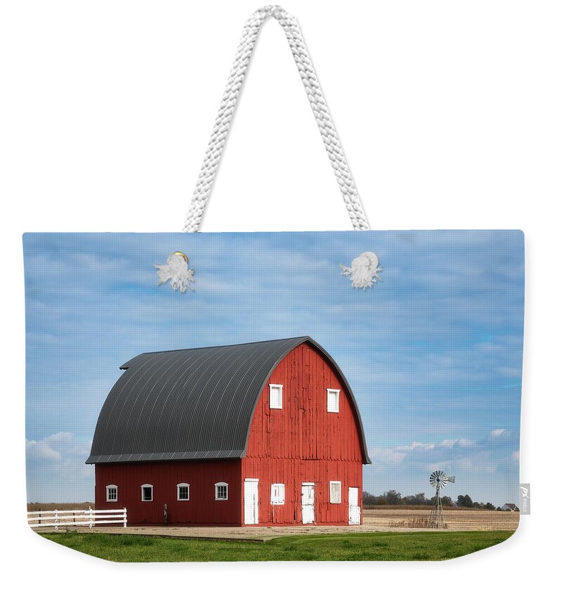 Barn Weekender Tote Bag featuring the photograph Big Red Barn by Darren White