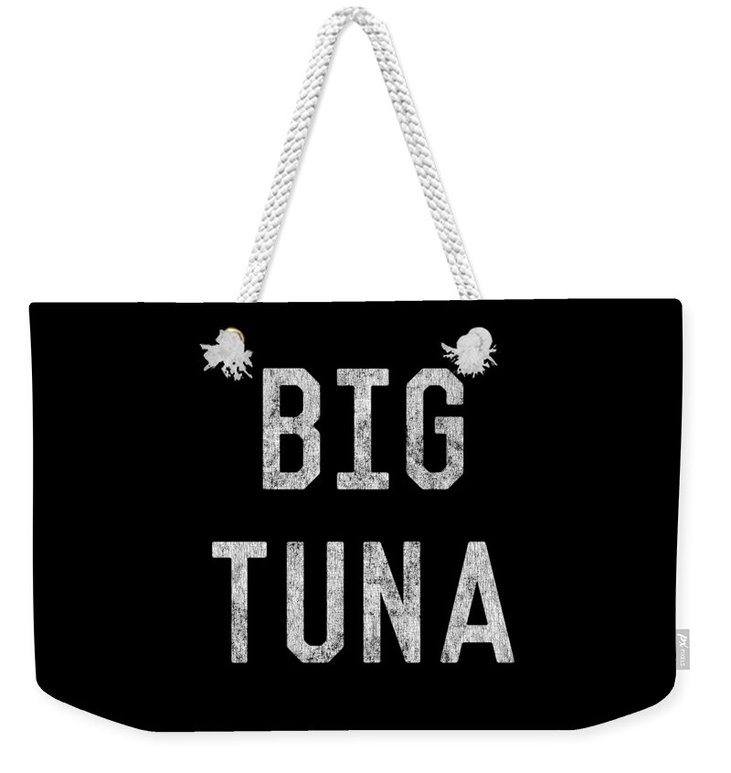 Funny Weekender Tote Bag featuring the digital art Big Tuna Retro by Flippin Sweet Gear