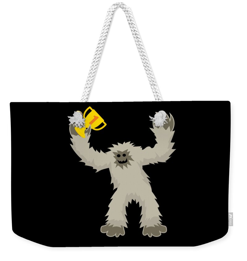 Funny Weekender Tote Bag featuring the digital art Bigfoot Reigning Hide and Seek Champion by Flippin Sweet Gear