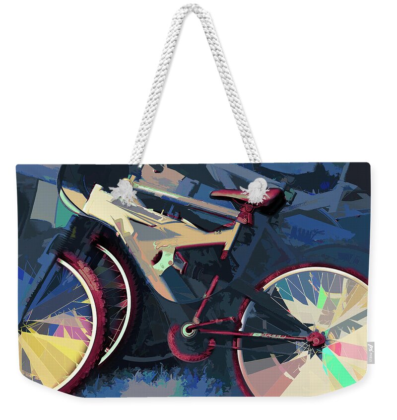 Found Object Weekender Tote Bag featuring the digital art Bike by Steve Ladner