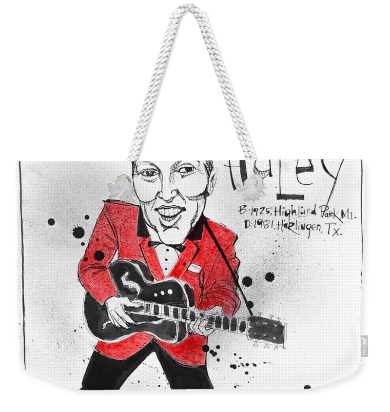  Weekender Tote Bag featuring the drawing Bill Haley by Phil Mckenney