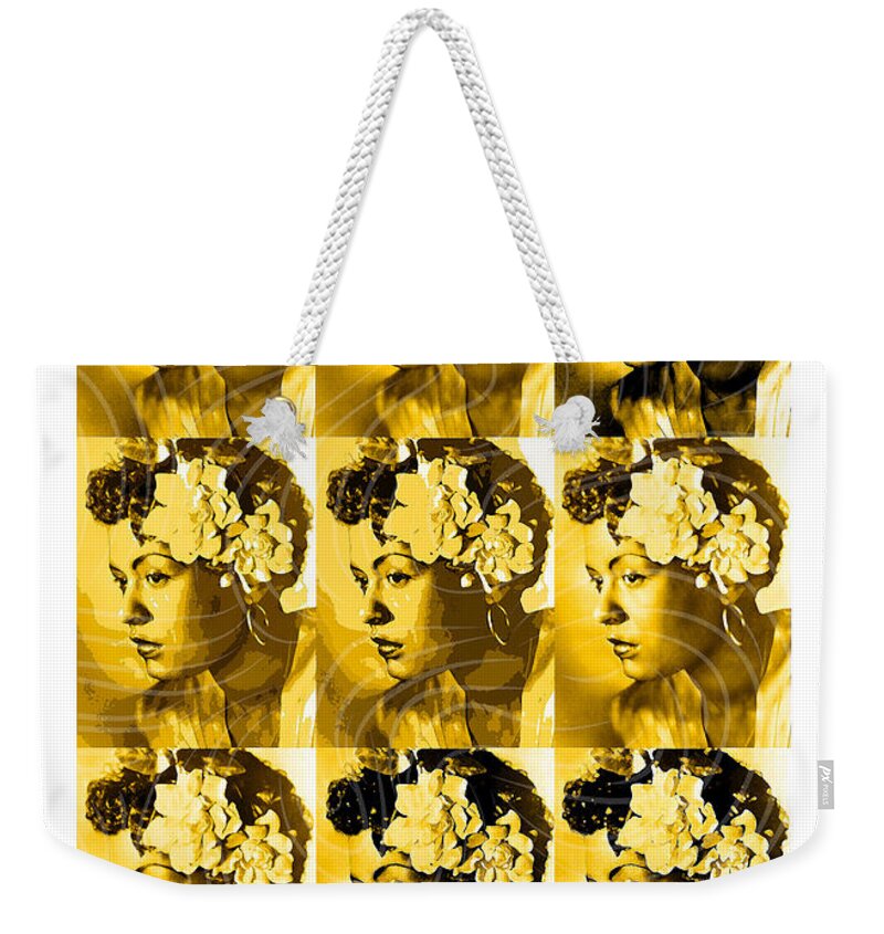 Billie Holiday Weekender Tote Bag featuring the digital art Billie Holiday - Music Heroes Series by Movie Poster Boy