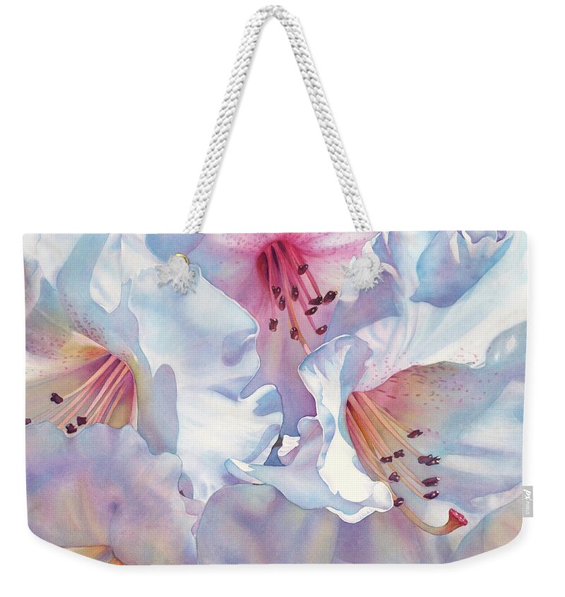 Watercolor Painting Weekender Tote Bag featuring the painting Billowing by Sandy Haight