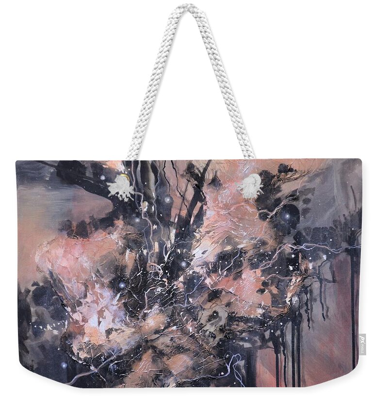 Abstract Weekender Tote Bag featuring the painting Bio-synthetic by Tom Shropshire