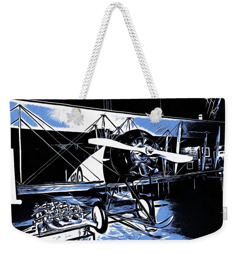 Biplane Weekender Tote Bag featuring the mixed media Biplane by Christopher Reed
