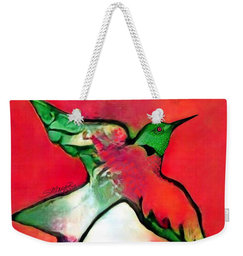 Bird Art Weekender Tote Bag featuring the digital art Bird Flying Solo 007 by Stacey Mayer