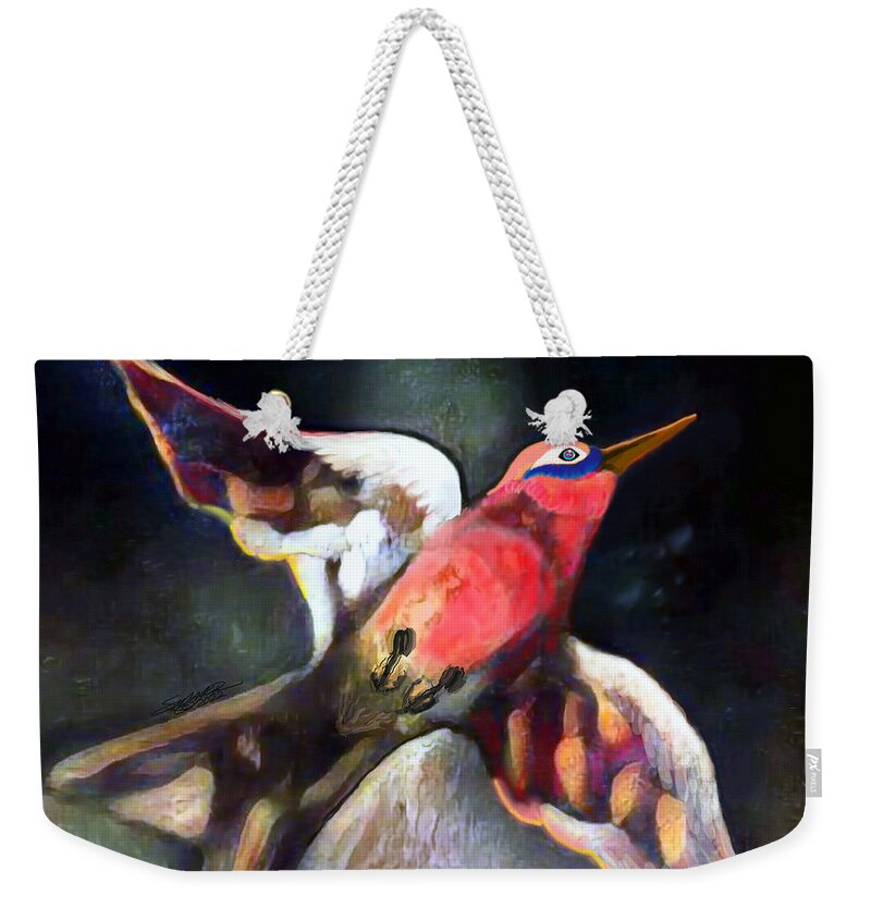 American Art Weekender Tote Bag featuring the digital art Bird Flying Solo 0130 by Stacey Mayer