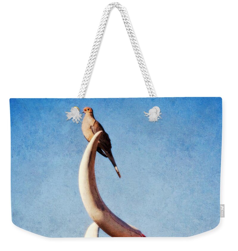 Bird Weekender Tote Bag featuring the digital art Bird on a Bull by Sandra Selle Rodriguez