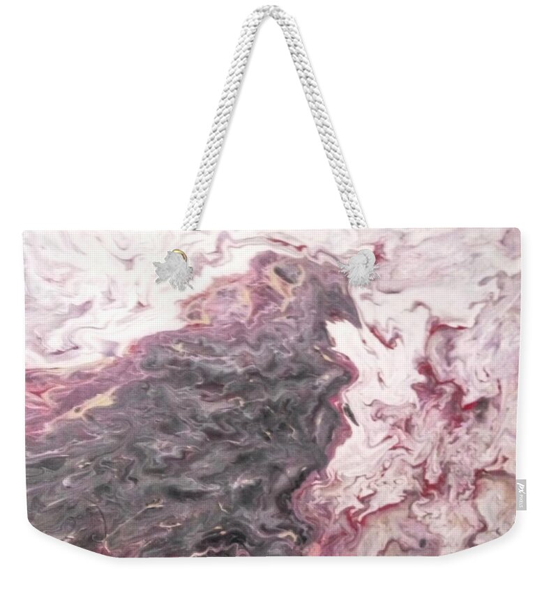 Bird Weekender Tote Bag featuring the painting Bird Reflection by Anna Adams