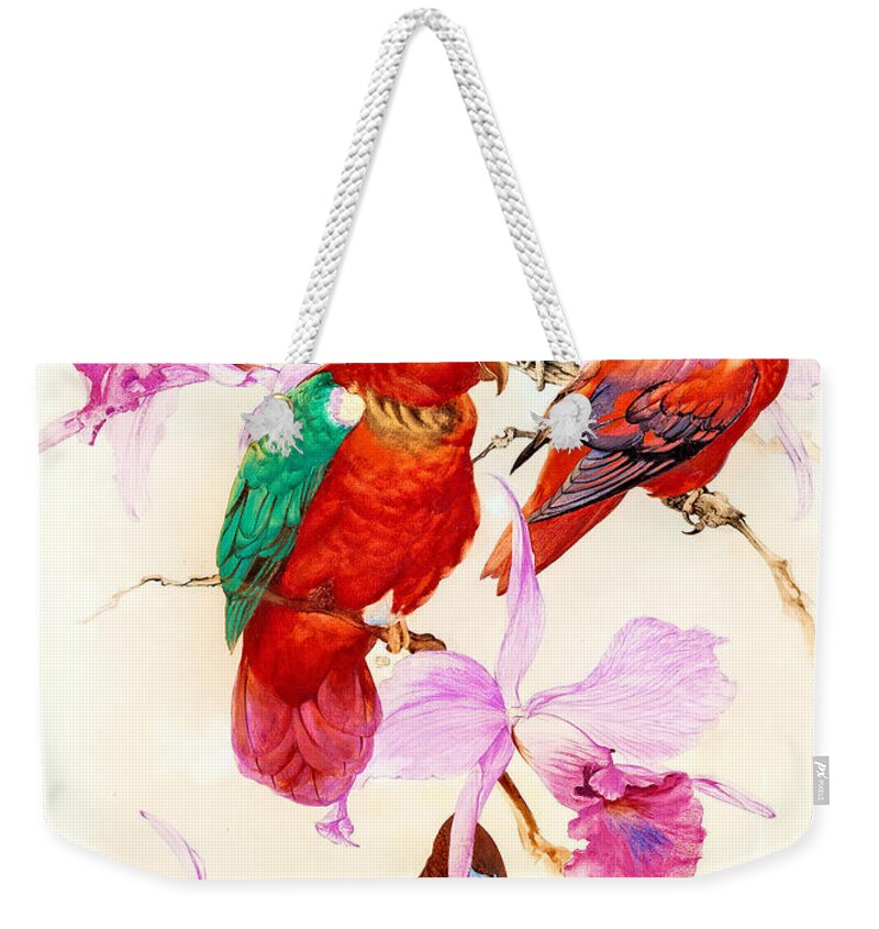 Edward Weekender Tote Bag featuring the photograph Birds and Butterflies by Munir Alawi