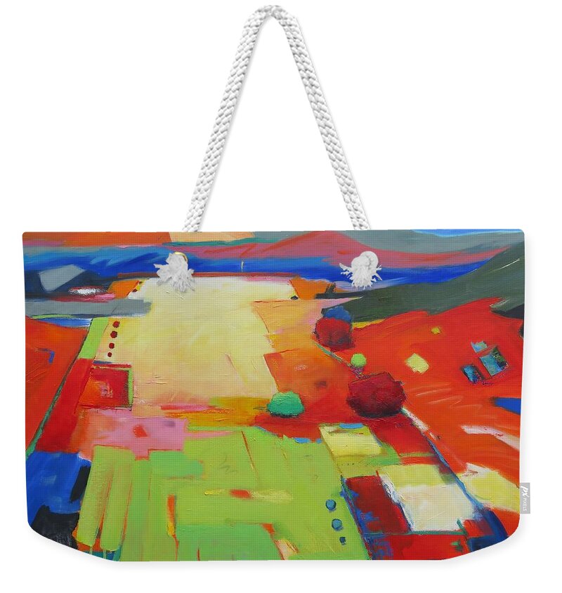 Fields Weekender Tote Bag featuring the painting Bird's Eye View by Gary Coleman