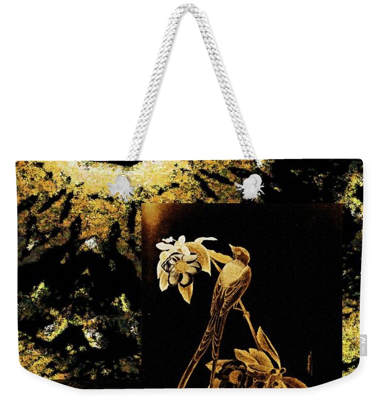 Birds Of A Bronzed Audubon Feather Weekender Tote Bag featuring the digital art Birds of a Bronzed Audubon Feather Number 2 by Aberjhani