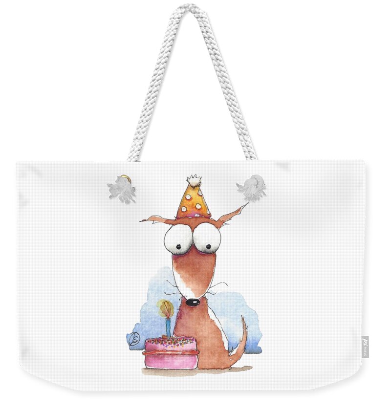Dog Weekender Tote Bag featuring the painting Birthday Boy by Lucia Stewart
