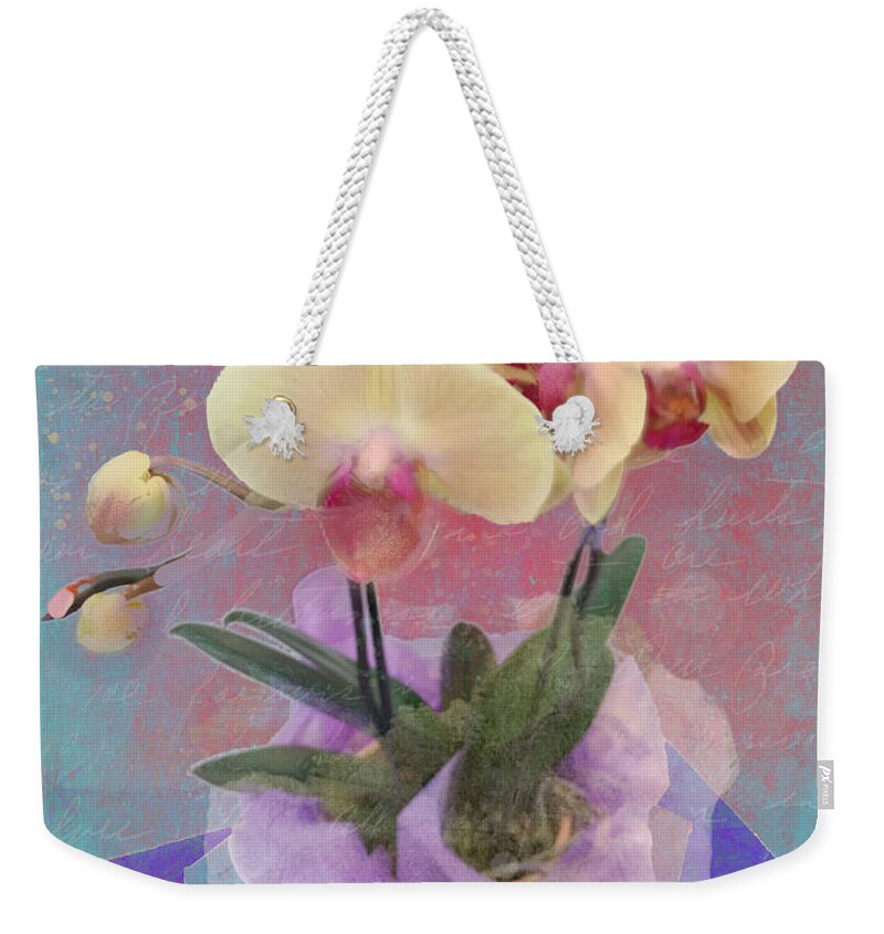 'wall Art' Weekender Tote Bag featuring the photograph Birthday Orchids by Carol Whaley Addassi