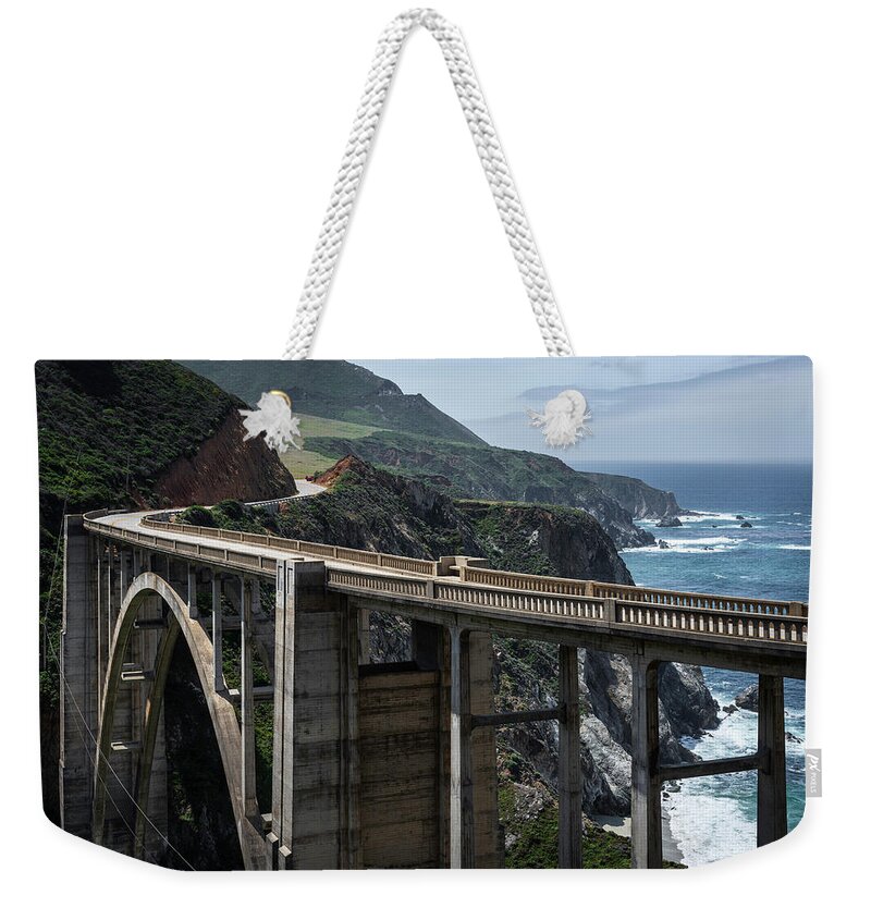 Pacific Weekender Tote Bag featuring the photograph Bixby Bridge Big Sur II Color by David Gordon