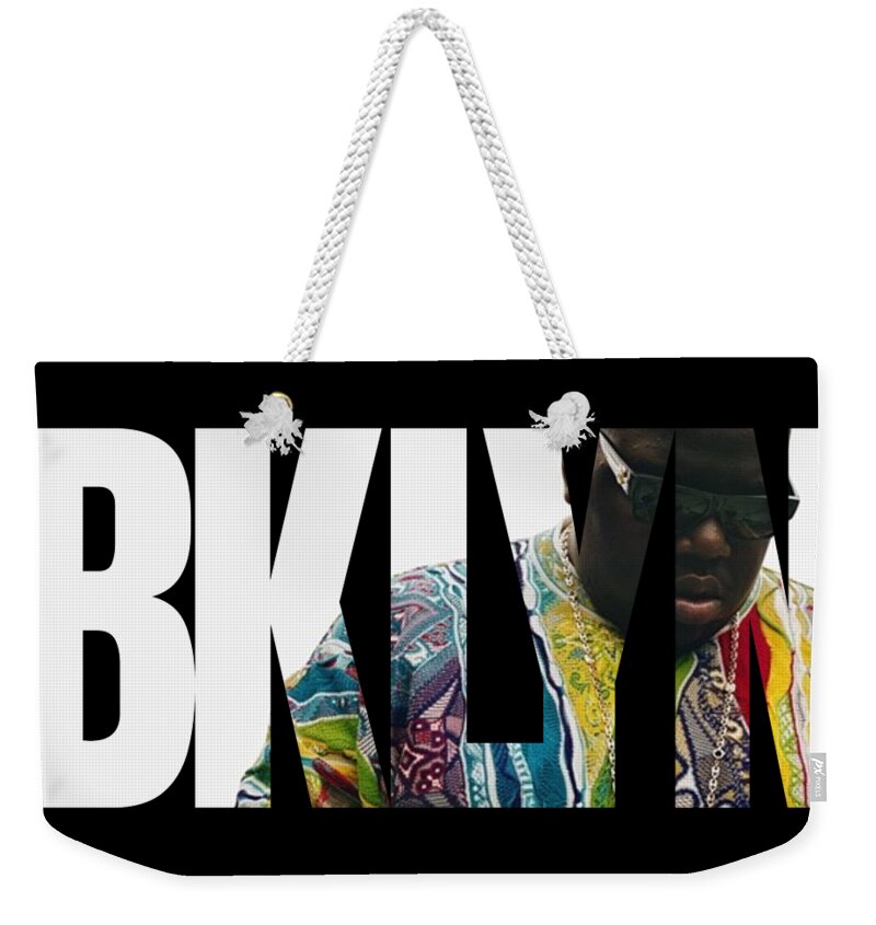 Biggie Weekender Tote Bag featuring the digital art BKLYN - Brooklyn - Biggie Smalls by Len Tauro