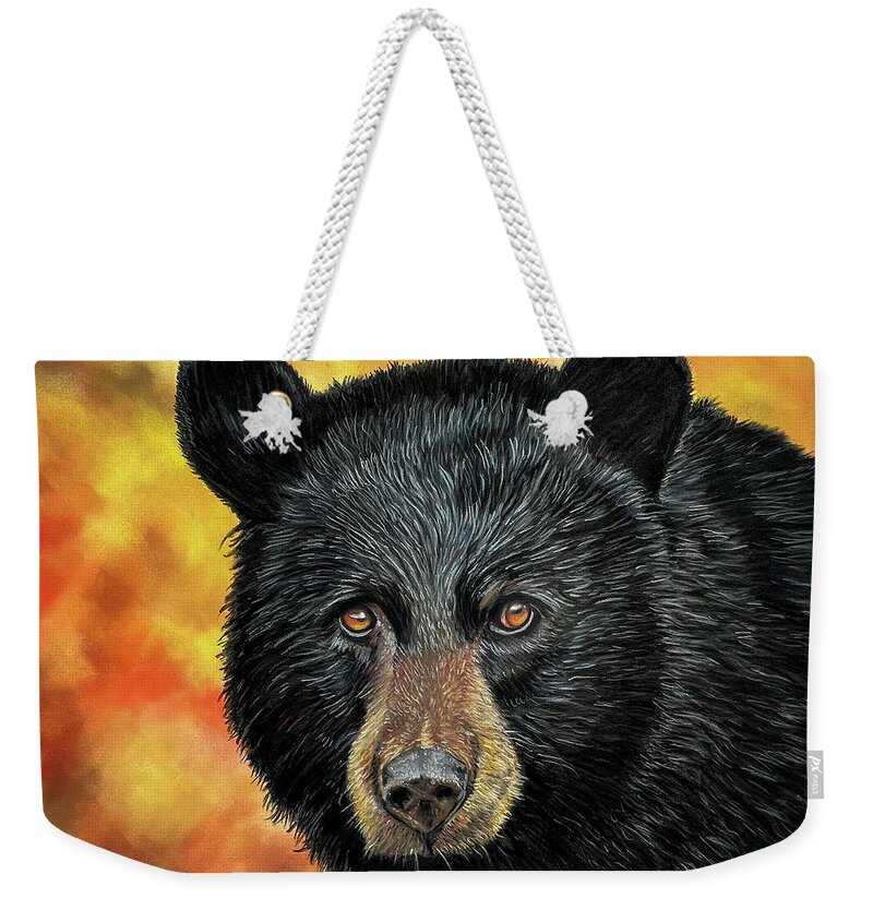 Bear Weekender Tote Bag featuring the painting Black and Gold by Mark Ray