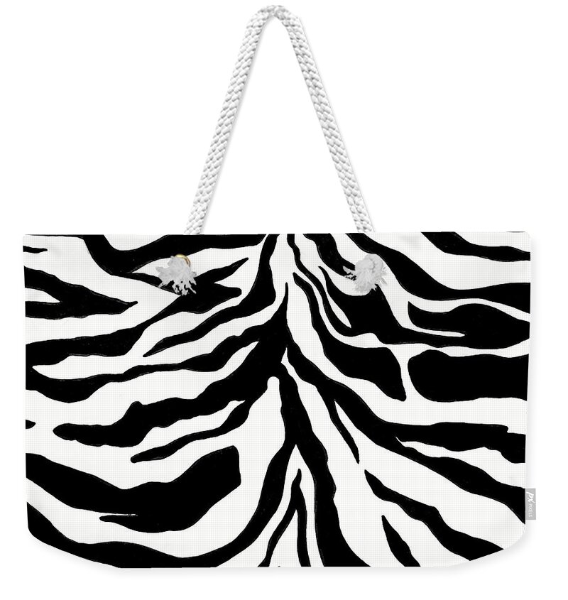 Pattern Weekender Tote Bag featuring the drawing Black and White Mountain by Christie Olstad