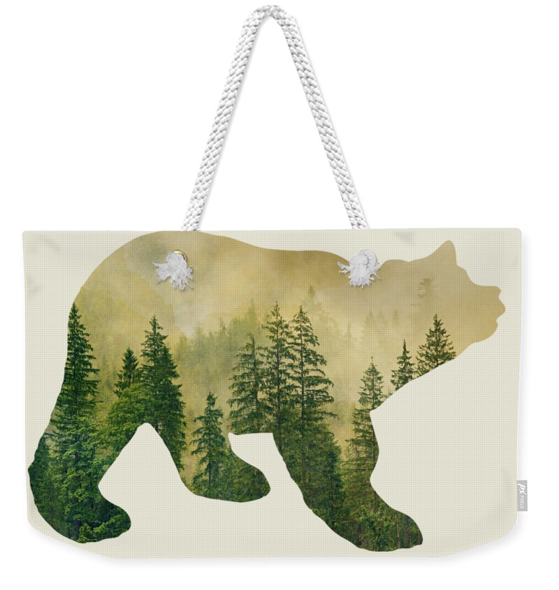 Bear Weekender Tote Bag featuring the mixed media Black Bear Silhouette by Christina Rollo