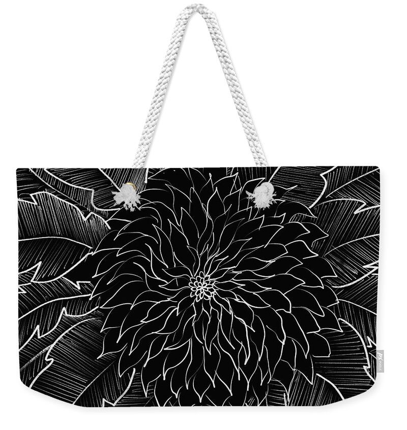  Weekender Tote Bag featuring the digital art Black Flower by Steve Hayhurst