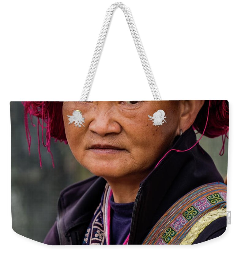 Black Weekender Tote Bag featuring the photograph Black Hmong Woman by Arj Munoz