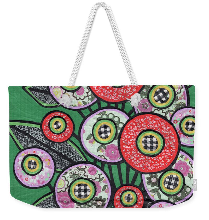 Flowers In A Vase Weekender Tote Bag featuring the painting Black Lace Bouquet by Amy E Fraser