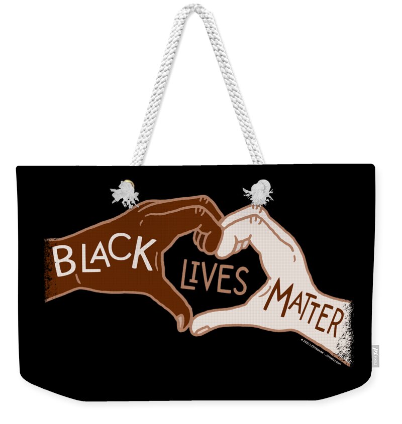 Black Lives Matter Weekender Tote Bag featuring the digital art Black Lives Matters - Heart Hands by Laura Ostrowski