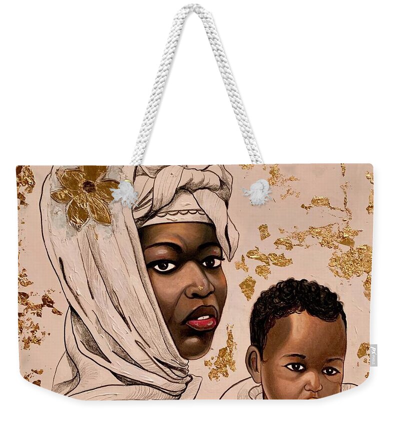 Black Madonna African American Art Weekender Tote Bag featuring the painting Black Madonna by Emery Franklin