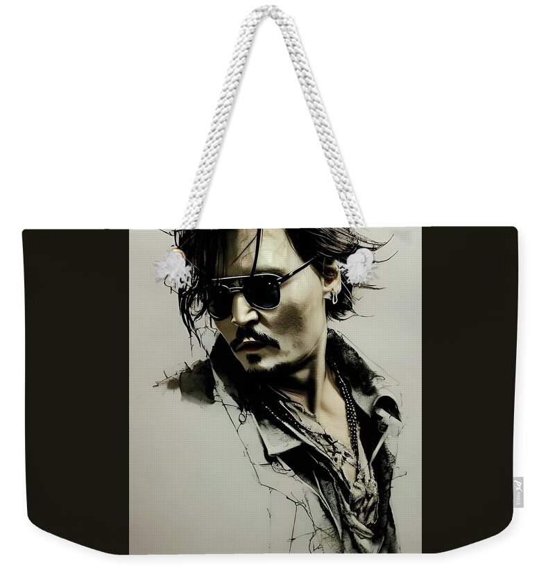 Johnny Depp Weekender Tote Bag featuring the digital art Black Mass - Johnny Deep by Fred Larucci