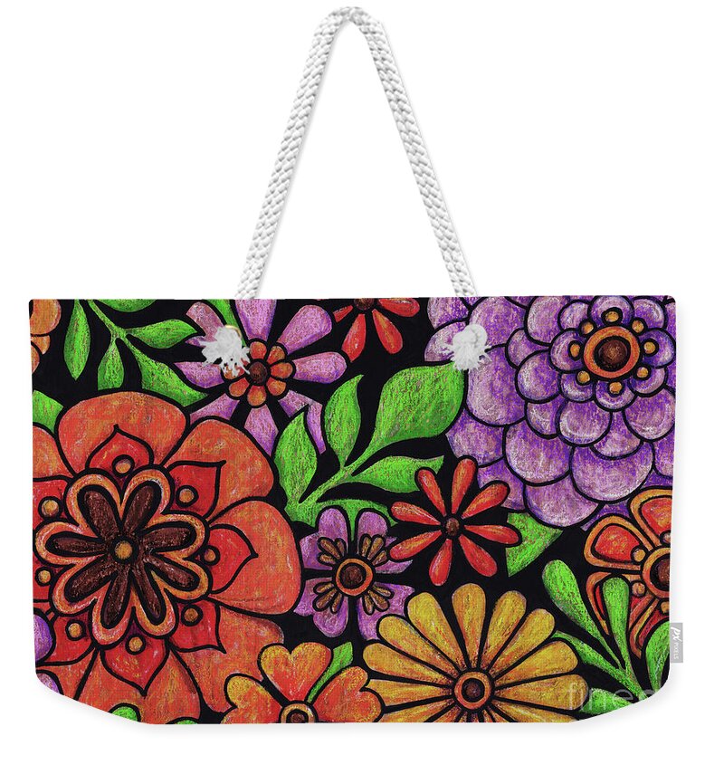 Flower Weekender Tote Bag featuring the painting Black Night Blooming. Part 2. by Amy E Fraser