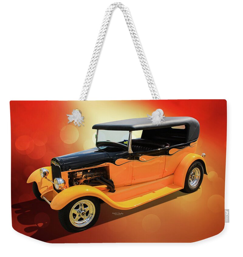 Car Weekender Tote Bag featuring the photograph Black Over Orange by Keith Hawley